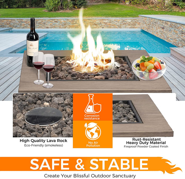 28" Square 48000 BTU Outdoor Propane Gas Fire Pit Table