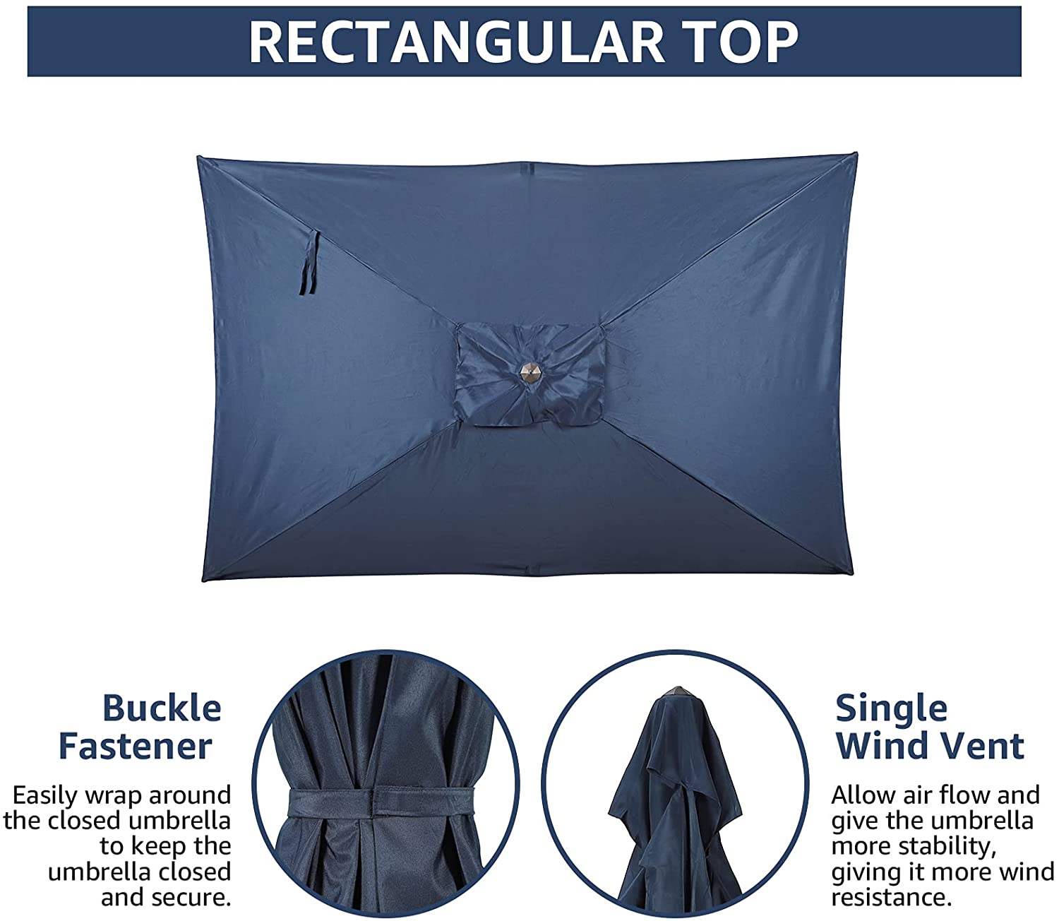 6.6 x 9.8ft Rectangular Patio Umbrella with Push Button Tilt/Crank