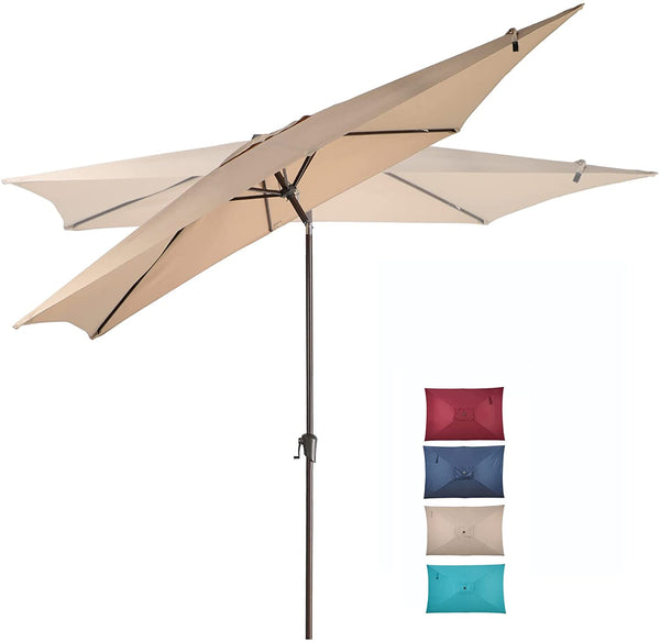 6.6 x 9.8ft Rectangular Patio Umbrella with Push Button Tilt/Crank