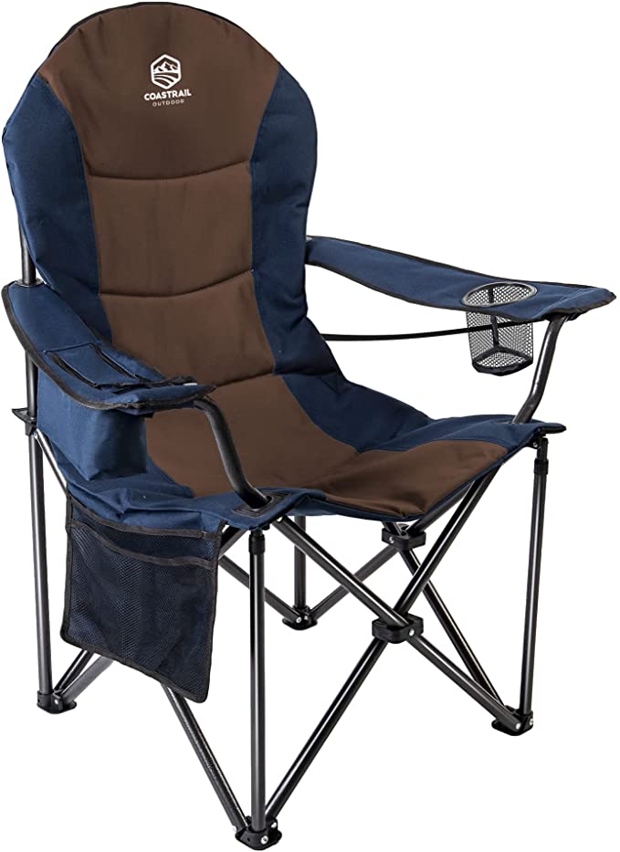 Patio Garden Chair Outdoor Camping Chair Foldable Padded Armchairs,Blue+Grey