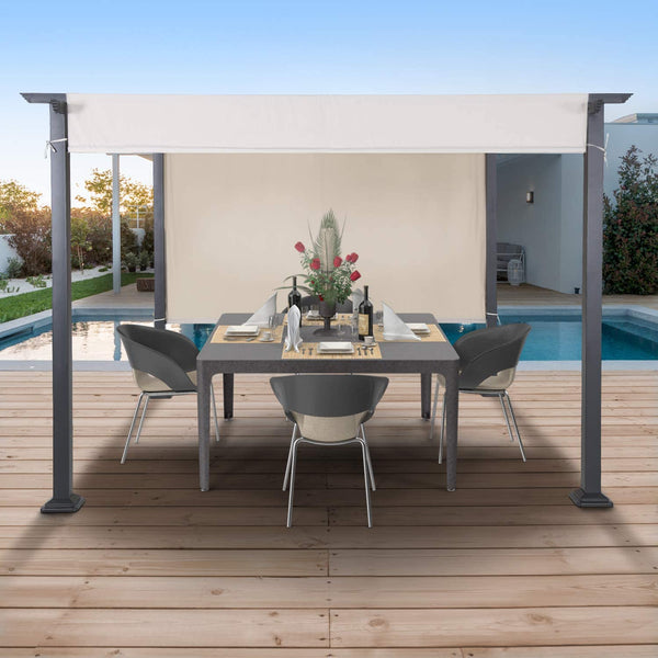 10' x 10' Steel Arched Pergola with Adjustable and Removable Canopy