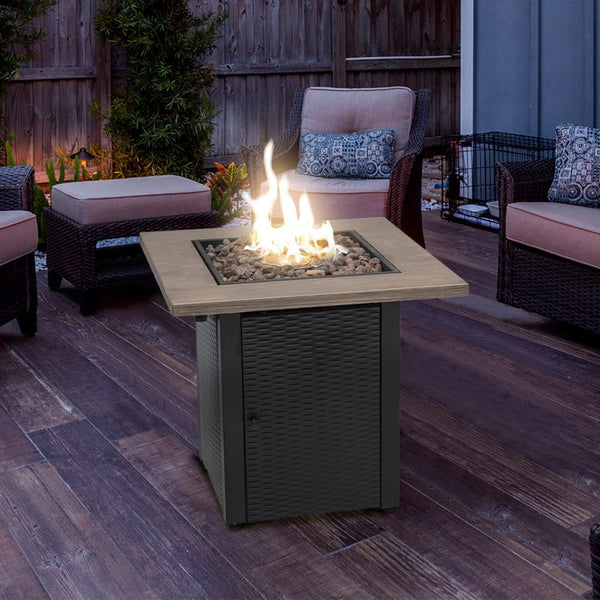 28" Square 48000 BTU Outdoor Propane Gas Fire Pit Table