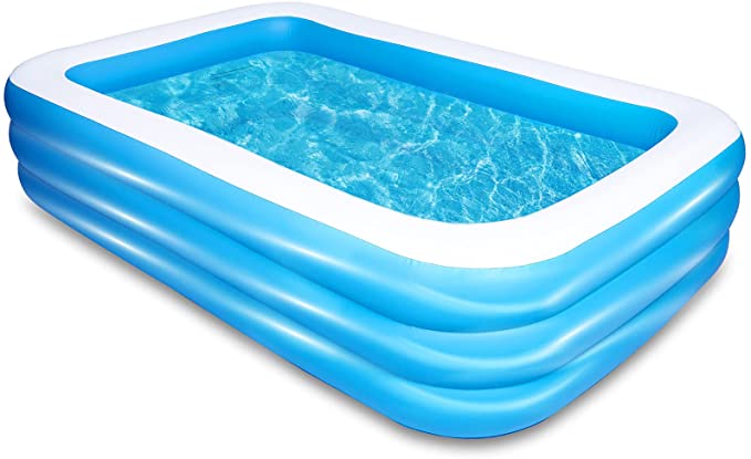 Inflatable Swimming Pool Full-Sized Above Ground Kid Family Outdoor Lounge Pool,100"x 66"x 23"