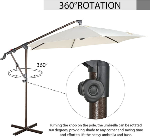 10ft Outdoor Cantilever Aluminum Umbrella