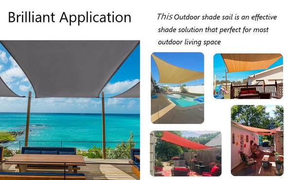 16' x 20' Rectangular Sun Shade Sail UV Block Canopy for Outdoor,Sand