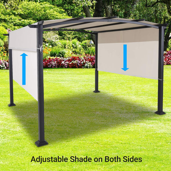 10' x 10' Steel Arched Pergola with Adjustable and Removable Canopy