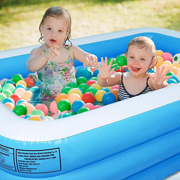 Inflatable Swimming Pool Full-Sized Above Ground Kid Family Outdoor Lounge Pool,100"x 66"x 23"