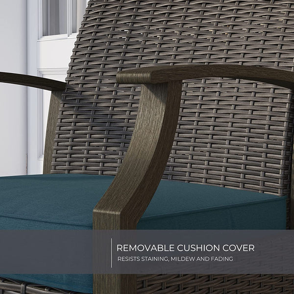 Outdoor Patio Chairs Set of 2 with Ottoman and Coffee Table 5 Piece Outdoor Patio Furniture Set for Porch,Balcony,Backyard,Poolside