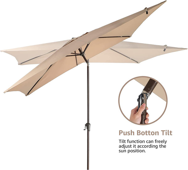 6.6 x 9.8ft Rectangular Patio Umbrella with Push Button Tilt/Crank