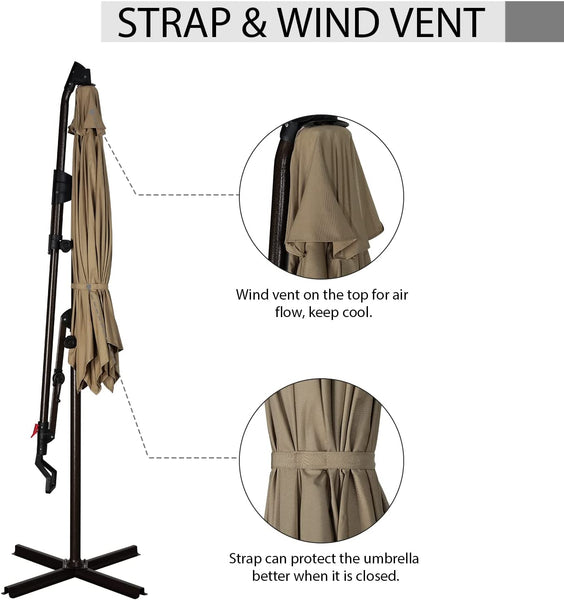 10ft Outdoor Cantilever Aluminum Umbrella