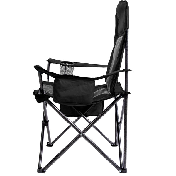 Folding Camping Chair with Large Cup Holders & Cooler , Black+Grey