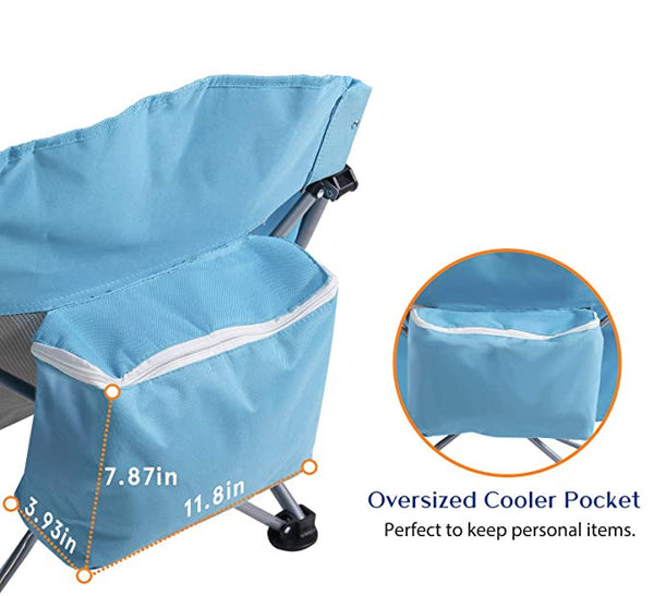 Outdoor Beach Chair Low Profile Mesh Back Folding Chair, 2 Pack, Blue