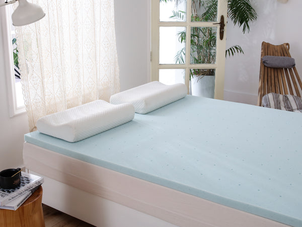 Mydepot Gel Memory Foam Mattress Topper 1.5 Inch Blue