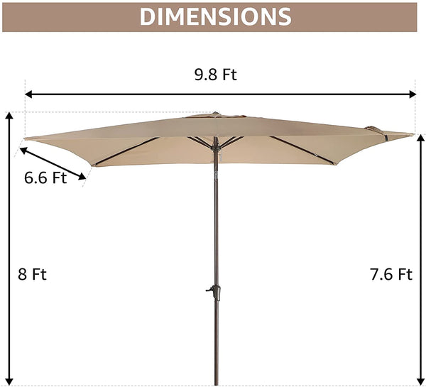 6.6 x 9.8ft Rectangular Patio Umbrella with Push Button Tilt/Crank