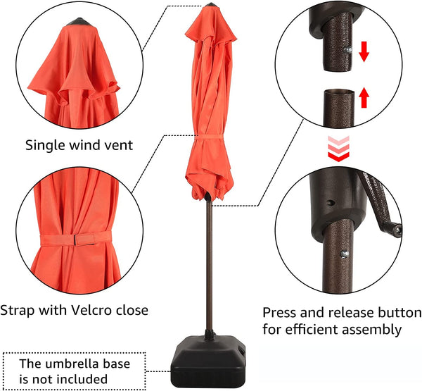 7.5ft Patio Umbrella Outdoor Table Market Umbrella with Push Button Tilt/Crank