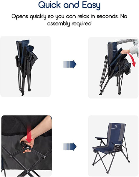 Outdoor Camping Chair Adjustable 3 Position Reclining Lounge Chairs for Patio Garden