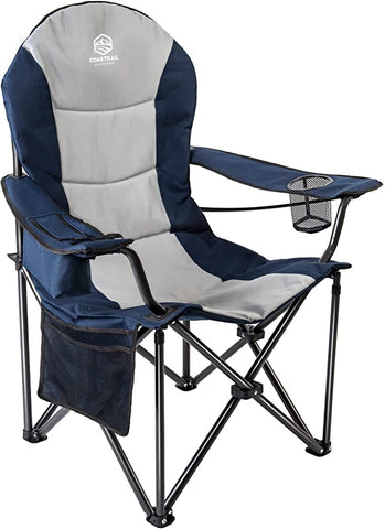 Patio Garden Chair Outdoor Camping Chair Foldable Padded Armchairs,Blue+Grey