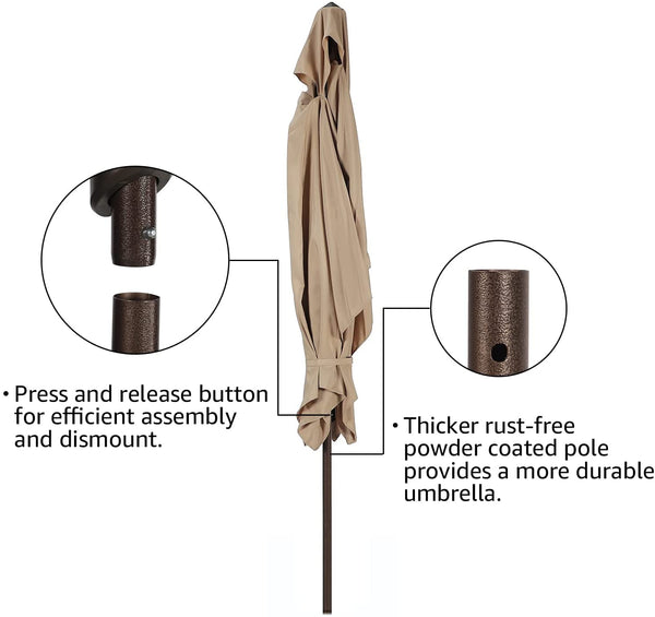6.6 x 9.8ft Rectangular Patio Umbrella with Push Button Tilt/Crank