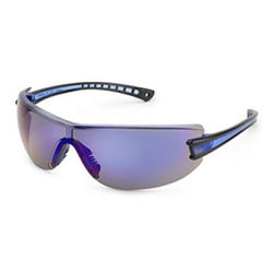 Luminary Safety Glasses, Wraparound Blue Mirror Anti-Scratch Lens, Black Temples, Lightweight - For Your Safety USA