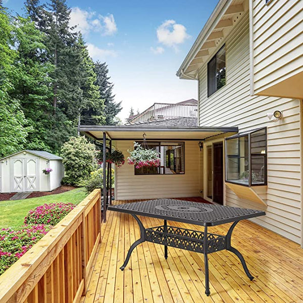 Dining Table with 1.97" Umbrella Hole for Lawn Garden Backyard