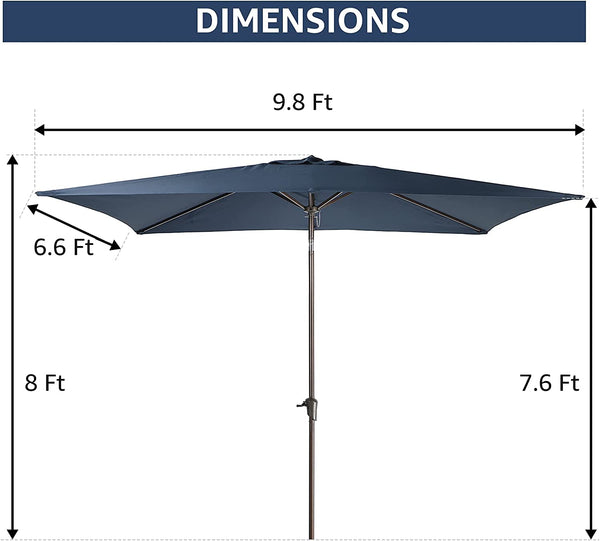 6.6 x 9.8ft Rectangular Patio Umbrella with Push Button Tilt/Crank