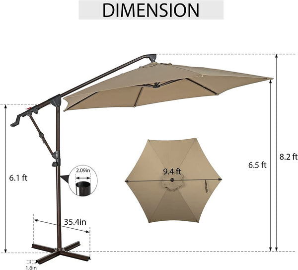 10ft Outdoor Cantilever Aluminum Umbrella