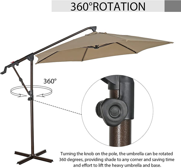 10ft Outdoor Cantilever Aluminum Umbrella