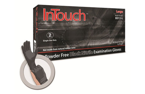 Atlantic Safety InTouch Small Powder-Free Black 5mil Nitrile Disposable Gloves 100ct