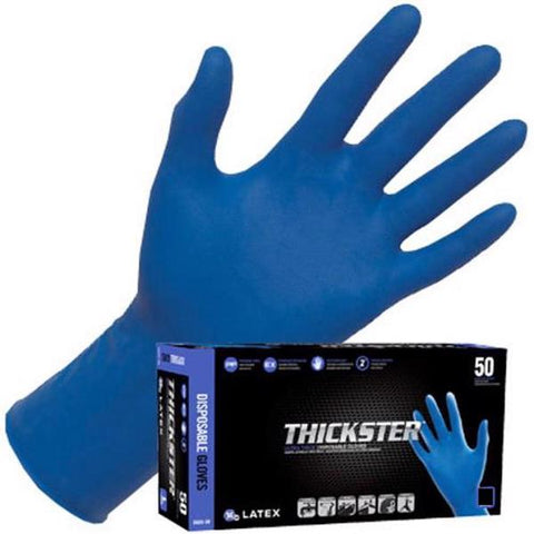 SAS Safety Thickster 6603 14mil Powdered Disposable Latex Gloves - Large-10 Boxes/1 Case - For Your Safety USA